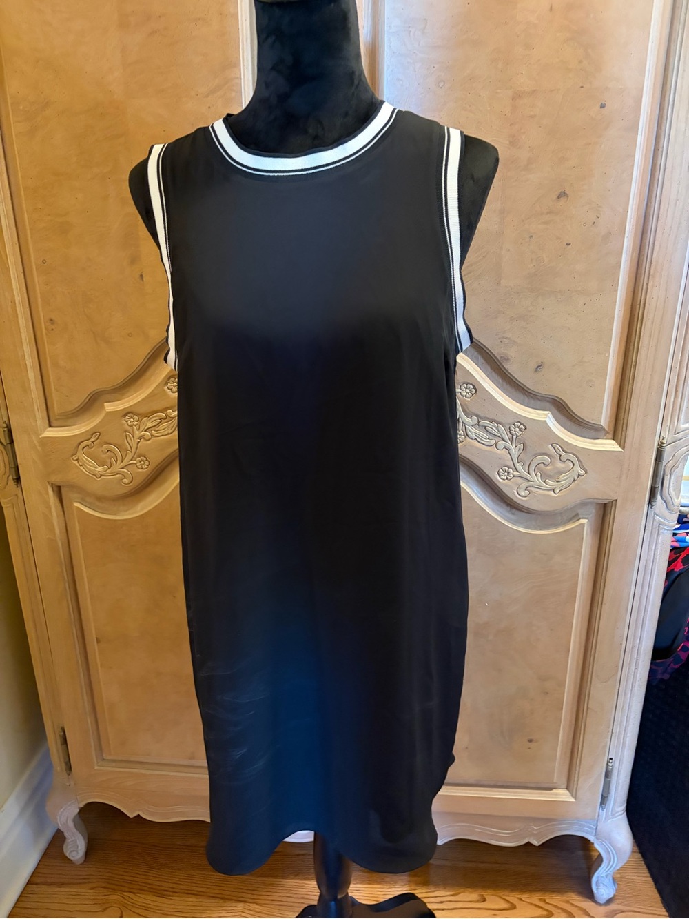 Elizabeth and James Black Dress with White Trim